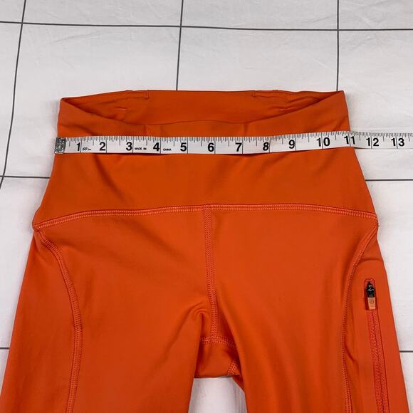 Lululemon Leggings Womens 2 Orange Cropped Capri Mesh Athletic Active Gym Run - Picture 6 of 10